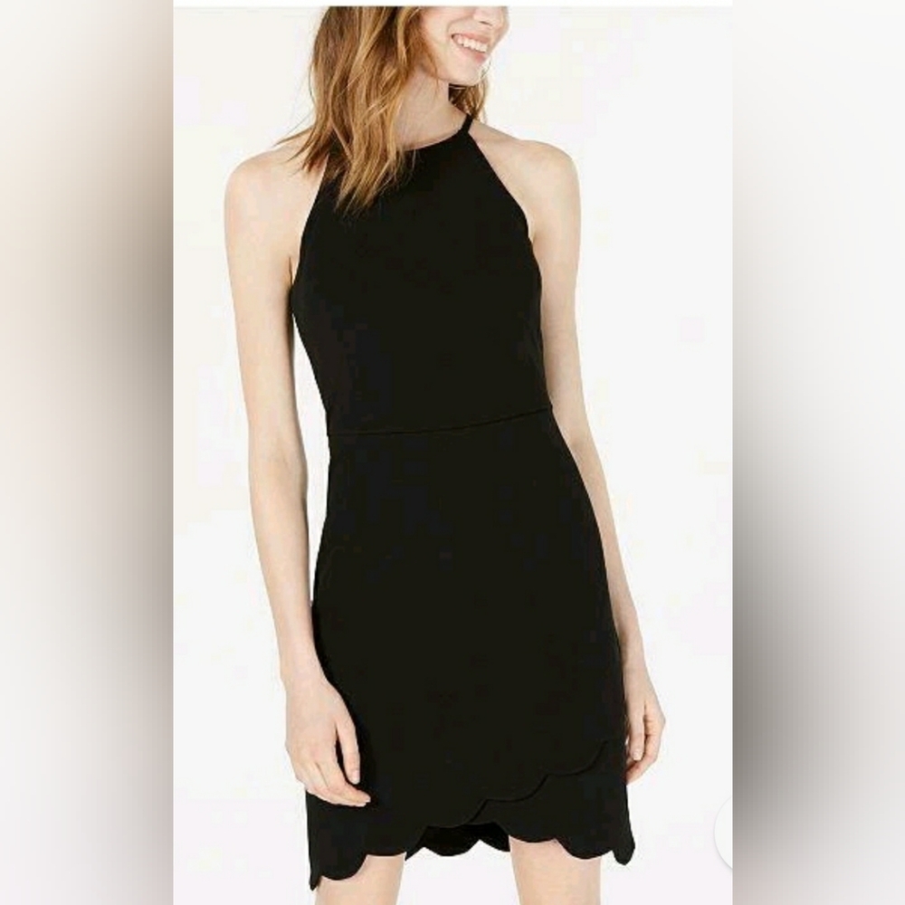 Emerald Sundae Black Scalloped Halter Dress Size 1X